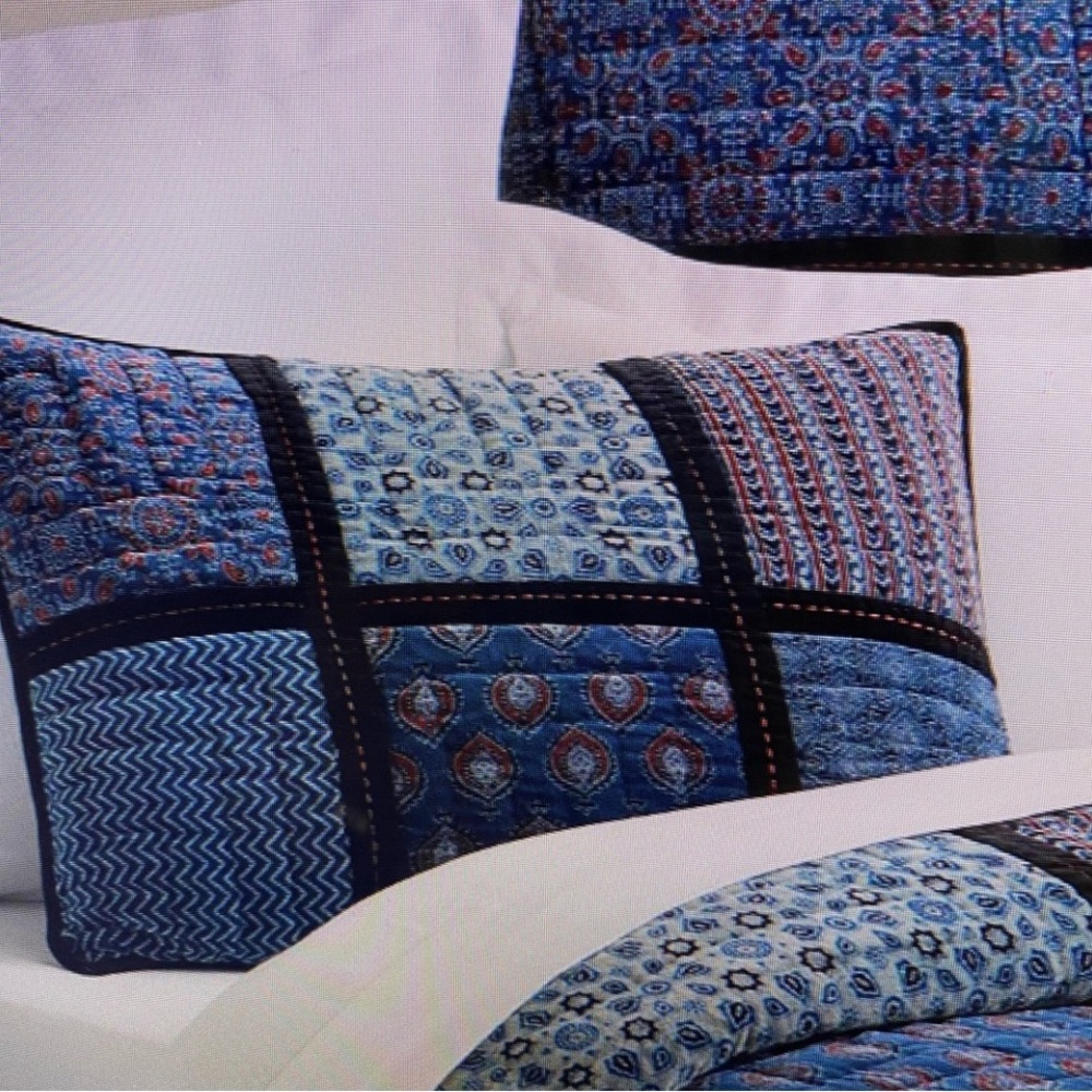 Pottery Barn velvet patchwork king shams set of 2 pillow covers cushions Jori
